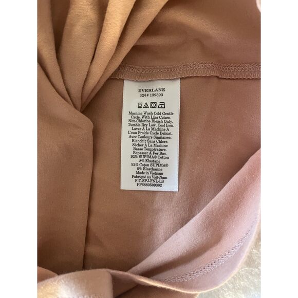 Everlane Women’s The Supima Form Funnel Neck Tee Blush Pink Long Sleeve Size L - Picture 4 of 7